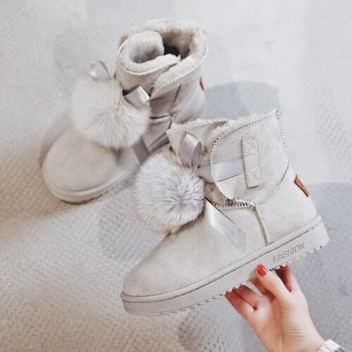 Winter Snow Boots Women Thick Heel Flat Ankle Boots for Woman Solid Round Toe Warm Casual Female Socks Boots 2019 O6-87