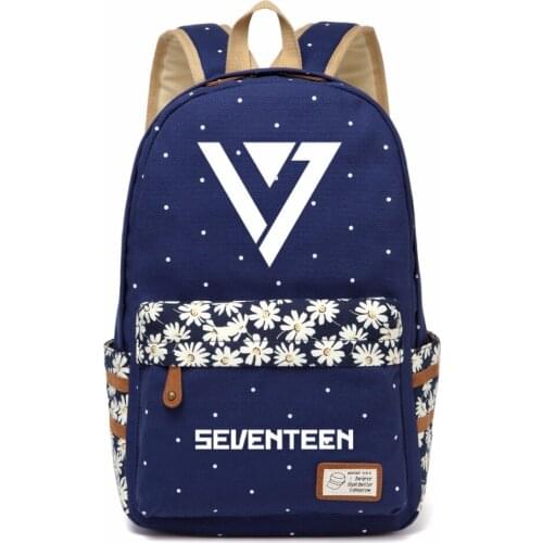WISHOT Seventeen 17 KPOP Backpack shoulder Travel Bag for teenagers girls women Canvas dot school bag