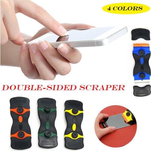 4 Colors Car Winter Ceramic Glass Oven Razor Double Sided Scraper Plastic Handle Automotive Film Sticker Tool Cleaning Shovel