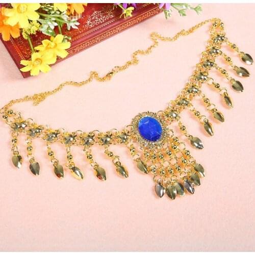 Belly dance belly dance gold necklace Indian dance performances jewelry accessories