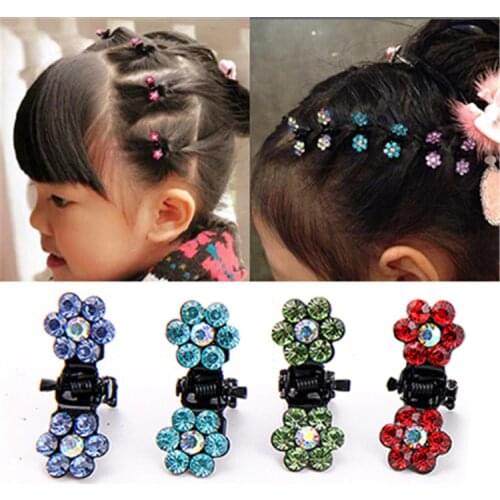 10 PCS New Baby Mini Plum Crystal Hair Claws Hairpins Girls Hair Accessories Children Hair Clips Kids Headwear Princess Barrette