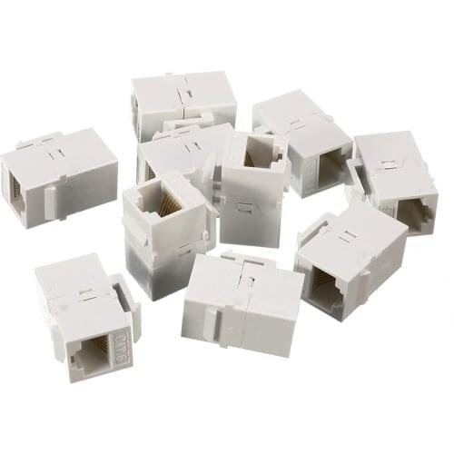 Hot Sale 10 Packs CAT6 Inline Coupler Keystone RJ45 Female Snap-In Jack Insert White