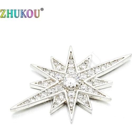 18*31mm Brass Cubic Zirconia Star Charms Pendants DIY Jewelry Findings Accessories, Model: VD64