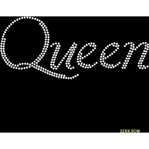 3PCS/lot Sparkling Bling Queen Different Font Words hot fix rhinestones Iron on heat transfer design image in various color