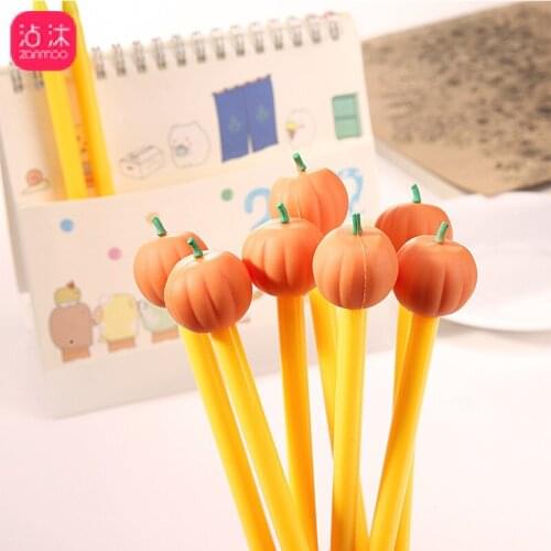36 Pcs Halloween Pumpkin Pen Student Stationery G Replacement Silicone Neutral Signature Pen Wholesale office supplies