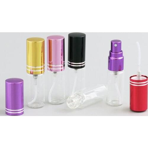 5 x 5ml 10ml Clear Glass Perfume Spray Bottle Glass Women Cosmetic Spray Containers Small Refillable Colorful Metal Sprayer