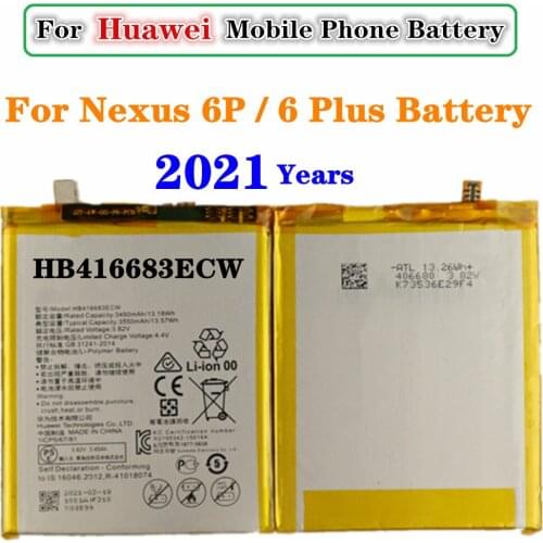 Google Nexus 6P Battery For Huawei Google Ascend Nexus 6P / 6 Plus H1511 H1512 HB416683ECW Phone Replacement Batteries 3550mAh
