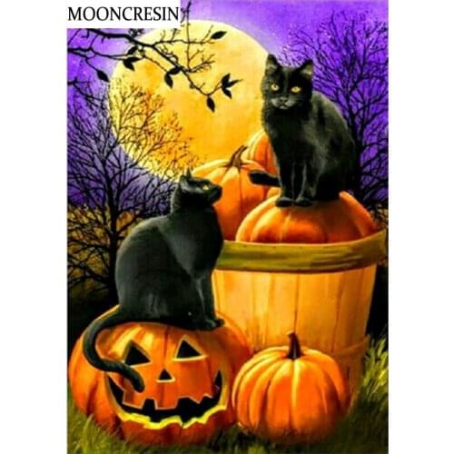 Diy Diamond Painting Cat Cross-Stitch Diamond Embroidery Mosaic Pictures Of Rhinestones Paintings Pumpkin Halloween Decoration