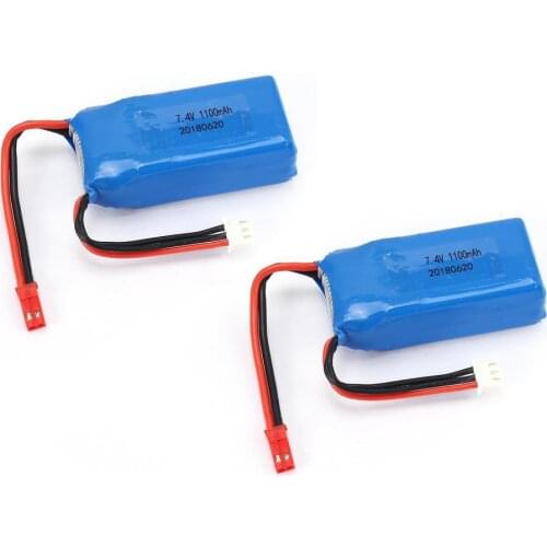 2PCS 1100mah 7.4V 25C Jst Head Lithium Battery 25C Lipo Battery for Wltoys for RC Car Large Capacity 1100mah Battery