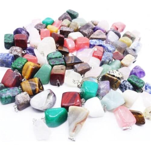 Julie Wang 10PCS Natural Irregular Stone Charms Random Mixed Small Pendant Women Necklace Bracelet Jewelry Making Accessory