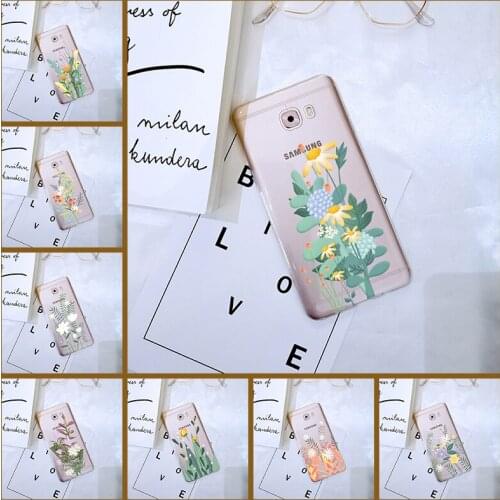 For Samsung Galaxy C9 C7 C5 Pro Case Silicone Aesthetic Flower Art Floral Soft Back Cover For Samsung Galaxy C5 C7 C8 Phone Case