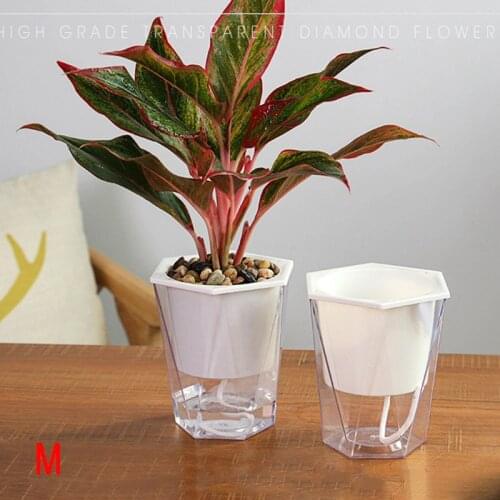 Flower Plant Pot Self Watering Planter Transparent Planting Flower Pot Water Storage Basin CLH@8