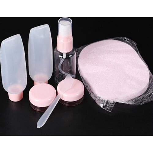1set Travel Mini Makeup Face Cream Bottles Plastic Transparent Empty Cosmetics Pressing Spray Bottles Travel Accessories