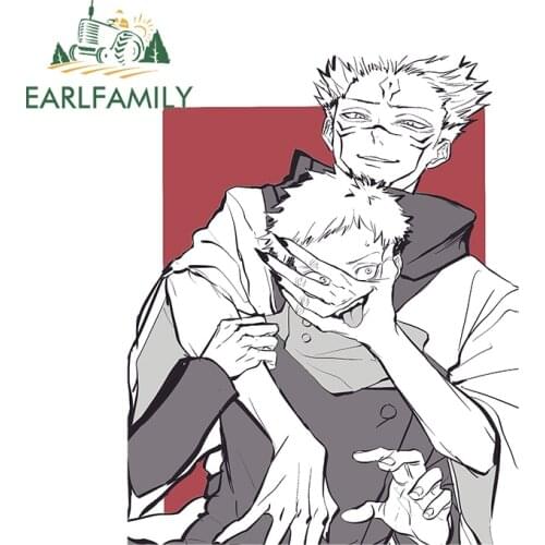 EARLFAMILY 13cm x 10.4cm Cool Anime Car Stickers for Jujutsu Kaisen Decals JDM Wall RV Window Waterproof Car Accessories
