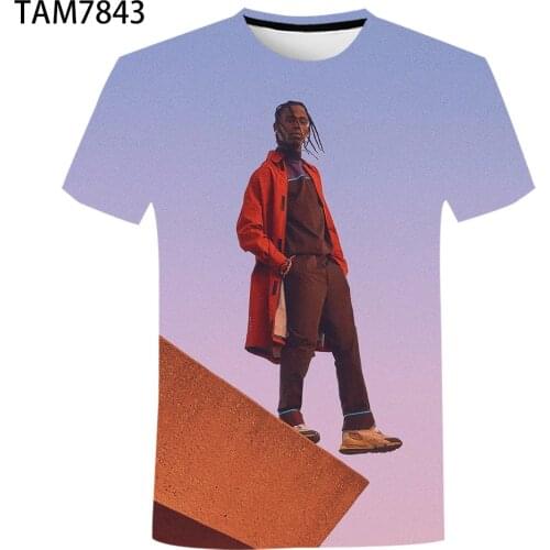 Travis Scott New Young Summer Mens Street Rock Hip Hop T-Shirt 3D Childrens Harajuku Cute Short Sleeve Oversized Top
