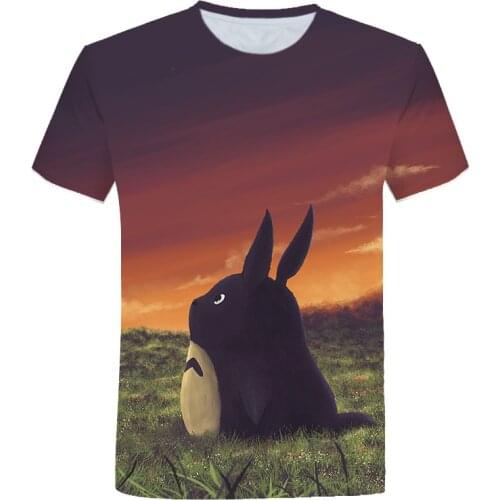 New Design Totoro Print t shirt For Men 2021 Summer Casual Interesting Anime t-shirt Short Sleeve Round Neck Clothes For Teens