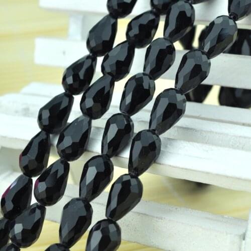 60pcs/lot Black Color Teardrop Crystal Jewelry Beads 8x12mm Briolette Water Drop Glass Beads For DIY Jewelry Making Accessories