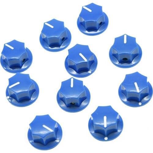 KAISH 10x Blue Small Size MXR Style Skirted AMP Knob Effects Pedal Knobs Brass Insert