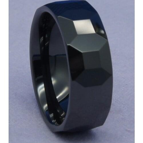 8mm classic facet black hi-tech scratch proof ceramic ring