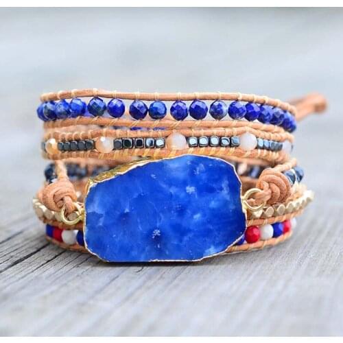 Red/Blue/White Natural Stone Beads Bracelet Charm Bracelets & Bangles For Women Festival Bracelet Independence Day Jewelry