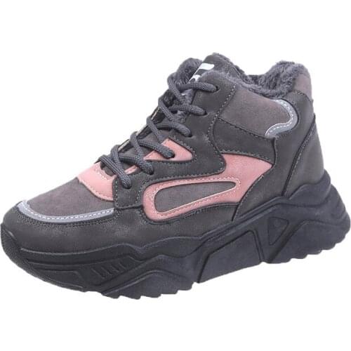 Platform Sneakers Winter Plush Casual Shoes Vulcanized Sneakers for Women Female Lace Up Spring Autumn Ladies Shoes Woman