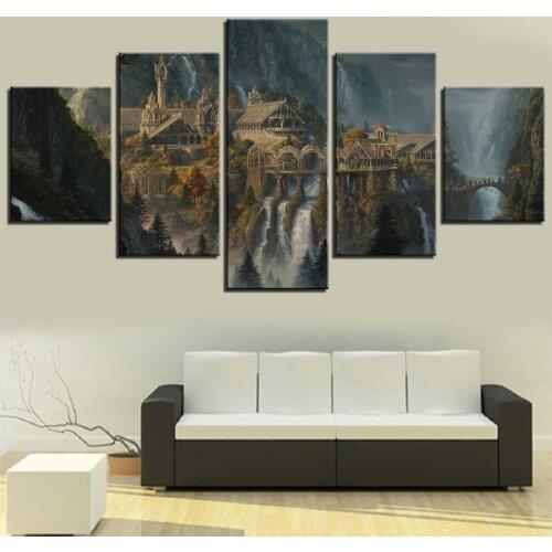 Lienzo arte impresiones cartel pared Modular imagen 5 Panel Señor de los anillos decoración del hogar sala de estar Pinturas Mod