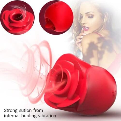 Red Rose Sucking Licking Vibrator for Women Clit Sucker G Spot Clitoris Stimulator Sex Toys for Adult Couple Nipple