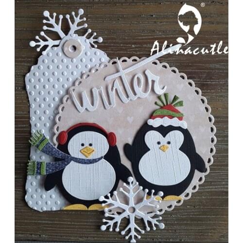 AlinaCraft METAL CUTTING DIES cut penguin winter Christmas snow new year build up collage Scrapbook card PAPER CRAFT stencils