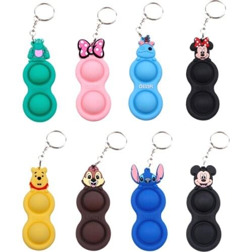 Disney Kawaii Simple Dimple Fidget Toys Push Bubble Anime Figures Mickey Stitch Anti Stress Keychain Squishy Brinquedos Fidgets