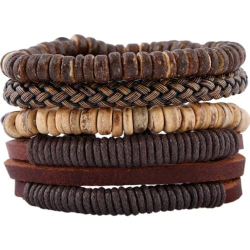 Multilayer Beaded Women New Brown Casual Handmade Woven Leather Bracelets Men Jewelry Wholesale Accessories