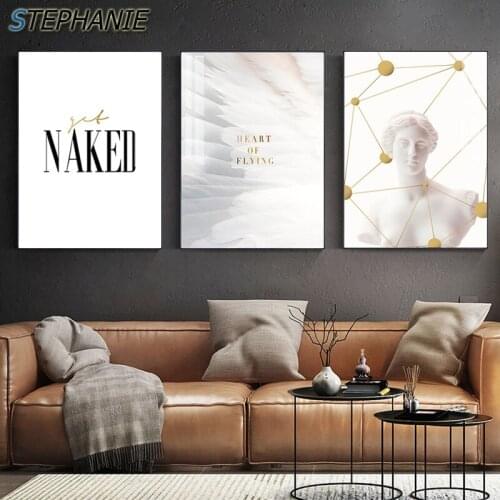 Nordic White Venus Painting Letter Poster Print Cuadros Modern Wall Art for Living Room Bright Abstract Canvas Art Tableau Salon