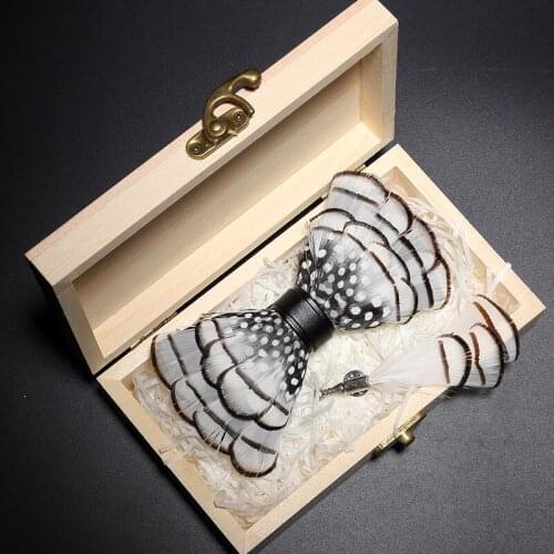 New Free Shipping fashion Mens male New 2019 August natural feather custom business party classmates anime INS wooden box