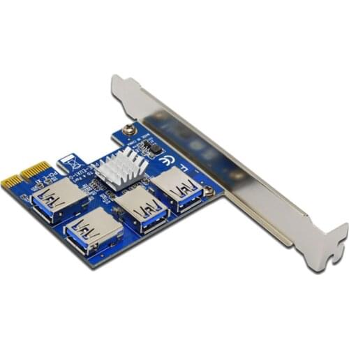 New PCI Expansion Card 1 to 4 PCI Slots USB 3.0 Converter Adatper PCIE Riser Cards For Bitcoin Mining Device Accessories