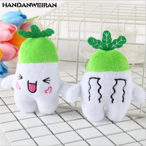 2PCS/LOTS Plush vegetable toys expression white radish plush pendant pet toy mini stuffed vegetable toy for girl 2019 HOT SALE
