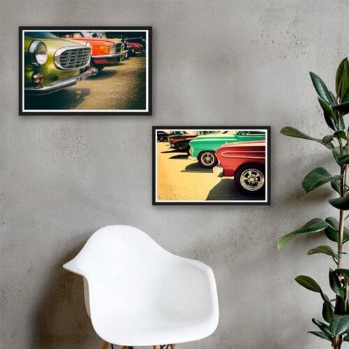Classic Retro Metal Cars Posters and Prints Wall Picture Vintage Color Effect Style Wall Art Canvas Painting Living Room Decor