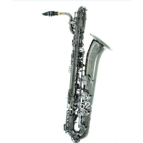 Professional Baritone Saxophone Brass Tube Unique Black Nickel Plated Surface Instrument Sax With Case Mouthpiece