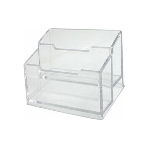 Rectangle 2 Layers Clear Hard Plastic Business Card Holder Box