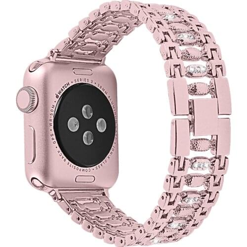 New Women Diamond Watch Band for Apple Watch 5 4 38mm 42mm 40mm 44mm iWatch Series 5 4 3 Stainless Steel strap Sport Bracelet