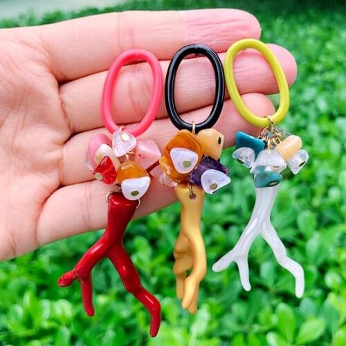 SAY HELLO Boho Imitation Natural Coral Chain Long Dangle Earrings Acrylic Colorful Pop Tassel Dangle Earrings K2214