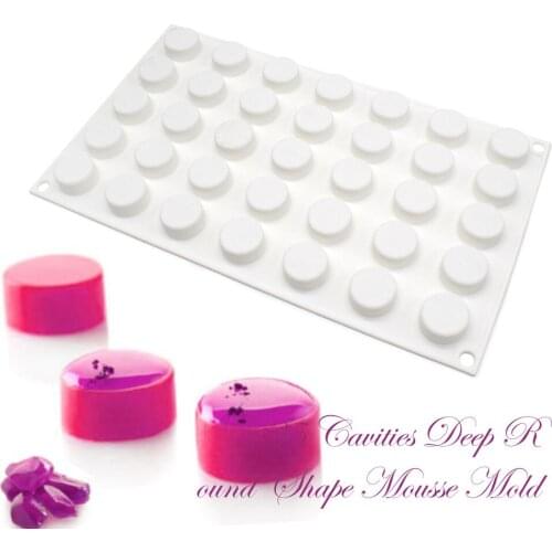 Silicone Mousse Cake Molds 3D Bakeware DIY Mould, 35 Holes Straight Round