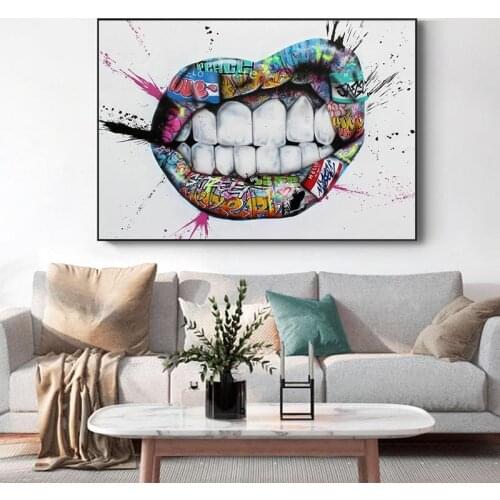 Modern Graffitti Wall Art Inspiration Lips Canvas Posters And Prints Street Kiss Canvas Paintings Wall Art Pictures Home Decor