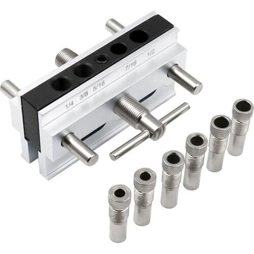 Alloy Vertical Pocket Hole Jig Woodworking 6/8/10/11/12mm Drilling Locator Wood Dowelling Self Centering Drill Guide Kit