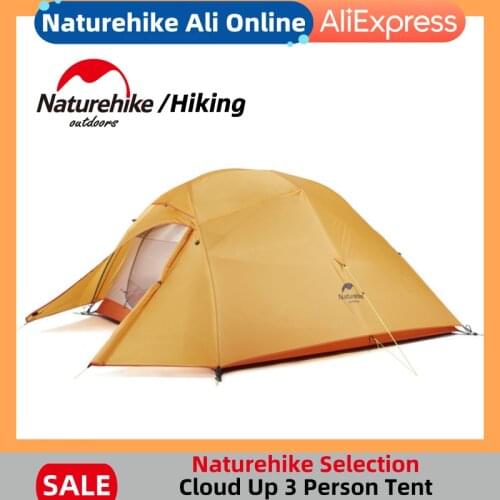 Naturehike Outdoor Tent Hiking Upgraded 3 Person Ultralight Tent Free Standing 20D Nylon Fabric Camping Tents For With Free Mat