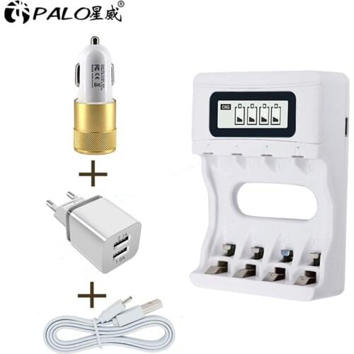 PALO LCD Display Smart USB Charger AA rechargeable battery charger for 1.2V AA / AAA Ni-CD Ni-MH Rechargeable Batteries