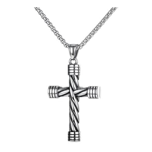 N1735 Europe and America vintage black stainless steel Cross necklace pendant Chain