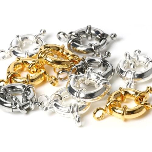 11/13/15mm Gold/Silver Color Round Clavicle Necklace Clasp Copper Sailor Clasp Connector For Jewelry Making Findings Accessories