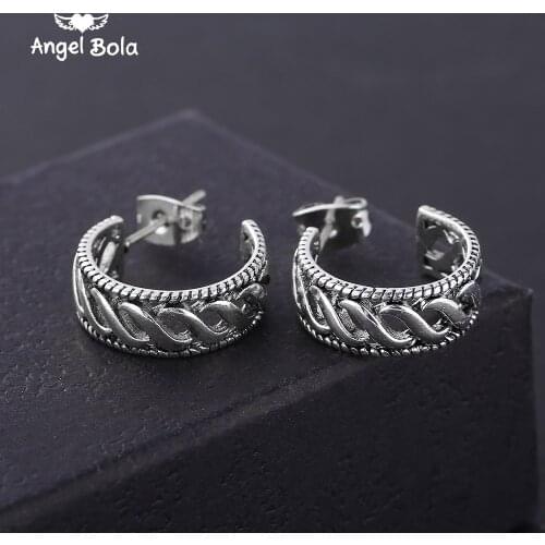 Fashion Jewelry European Vintage Silver Color Buddha Earrings Circle Handmade Middle Stud Earring Bali Wrap for Women