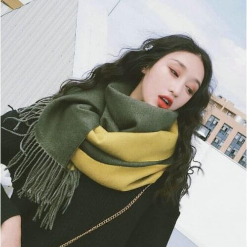 XUNCE001 195*70cm Winter Vintage Thick Warm Tassel Blanket Shawl Womens Cashmere Thick Wool Scarf Scarves Pashmina Tippet