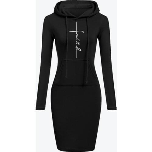 2021 Winter Autumn Womens Dress Casual Hooded Pocket Long Sleeve Pullover Dresses Harajuku Warm Hoodies Vesdies Dropshipping