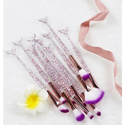10pcs Brush Foundation Powder Eyeshadow Eyeliner Makeup Brushes Eyebrow Blush Lip Make Up Brush Mermaid Set